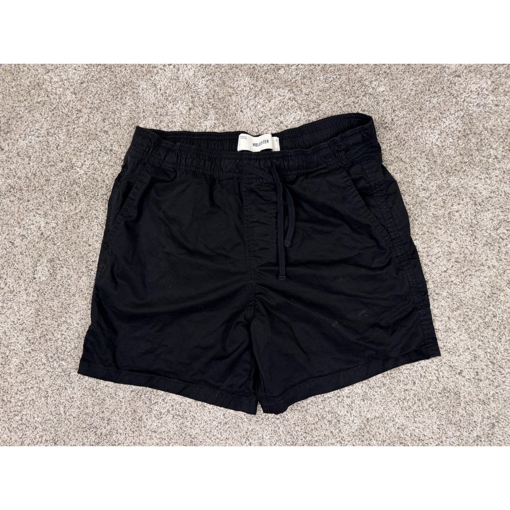Hollister Mens Epic Flex Chino‎ Shorts Black Elastic Waist Drawstring Size S